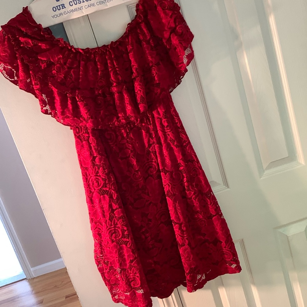 SHEIN curve red lace dress. Lined. Pretty detail. Size 3XL